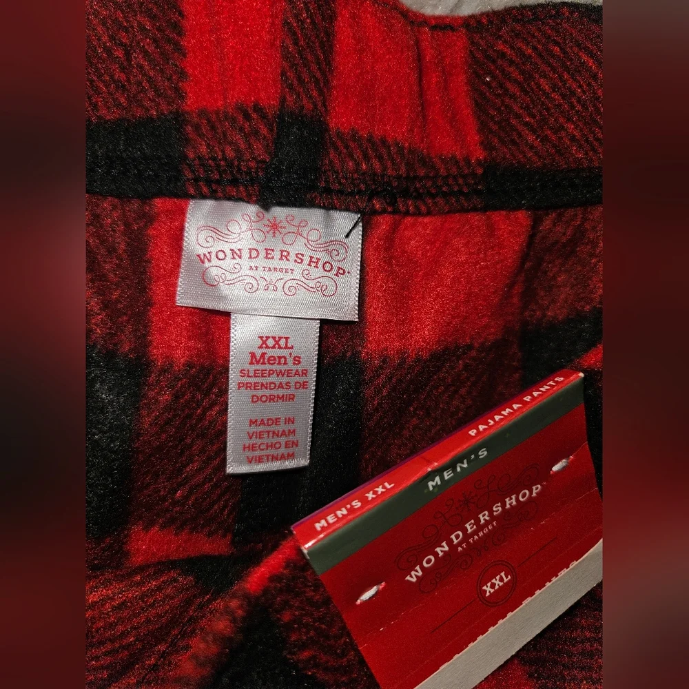 Wondershop Men’s Buffalo Plaid Fleece Pajama Pants – Red/Black – XXL – NWT